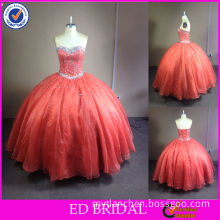 NC927 Shiny Beaded Sweetheart Orange Organza Ball Gown Puffy Quinceanera Dress